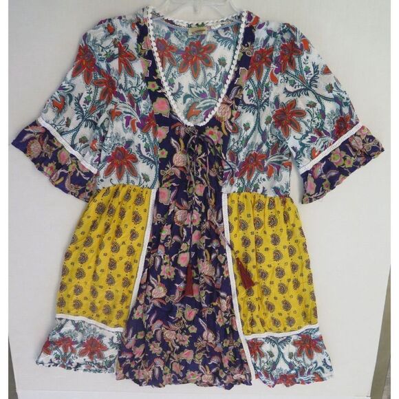 Anthropologie Women's Sz S Purple Patchwork Trapeze Paisley Floral Liika Dress - Picture 1 of 13